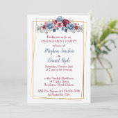 ダスティーブルーとバーガンディーのエンゲージメントパーティー 招待状 (スタンド正面)