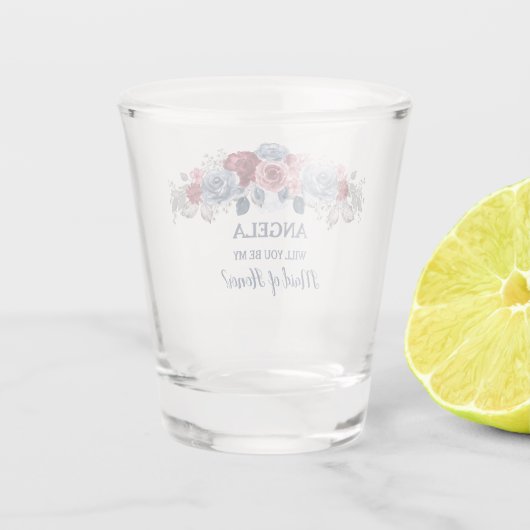 ダスティーブルーとバーガンディーを私のメイド・オブ・オナーにしてくれる？ ショットグラス (裏面)