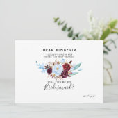 ダスティーブルーとバーガンディー　あなたは私のブライズメイドになってくれる？ 招待状 (スタンド正面)