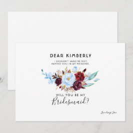 ダスティーブルーとバーガンディー　あなたは私のブライズメイドになってくれる？ 招待状