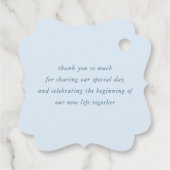 ダスティーブルーとピンクの花 エレガントなウェディングサンクス フェイバータグ (裏面)