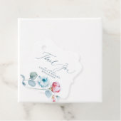 ダスティーブルーとピンクの花 エレガントなウェディングサンクス フェイバータグ (インサイチュ)