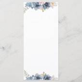 ダスティーブルーとマーブルの花のモダンな結婚式のメニュー プログラム (裏面)