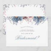 ダスティーブルーとマーブ - 私のブライズメイドになってくれる？ 招待状 (正面/裏面)