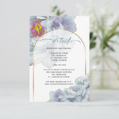 ダスティーブルーとライラックのエキゾチックな花の詳細 招待状 (スタンド正面)