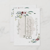 ダスティーブルーとワインの返信カード 出欠カード (正面/裏面)