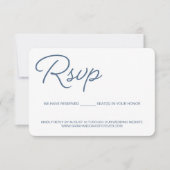 ダスティーブルーと白のＲＳＶＰ 結婚式 予約席 出欠カード (正面)