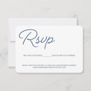 ダスティーブルーと白のRSVP 結婚式 予約席 出欠カード