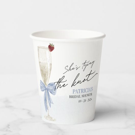 ダスティーブルーのおしゃれな花嫁のシャワーパーティー 紙コップ (裏面)