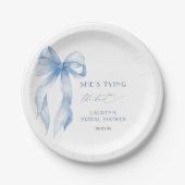 ダスティーブルーのおしゃれな花嫁のブーケ 結婚前のお祝いパーティー ペーパープレート (正面)