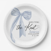 ダスティーブルーのおしゃれな「彼女は結婚する」ブライダルシャワーの装飾 ペーパープレート (正面)