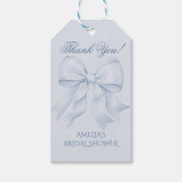 ダスティーブルーのお辞儀 ウェディングシャワーのお礼 ギフトタグ