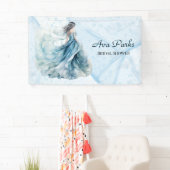 ダスティーブルーのアルコールインクの花嫁　結婚前のお祝い 横断幕 (インサイチュ)