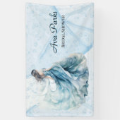 ダスティーブルーのアルコールインクの花嫁　結婚前のお祝い 横断幕 (縦)