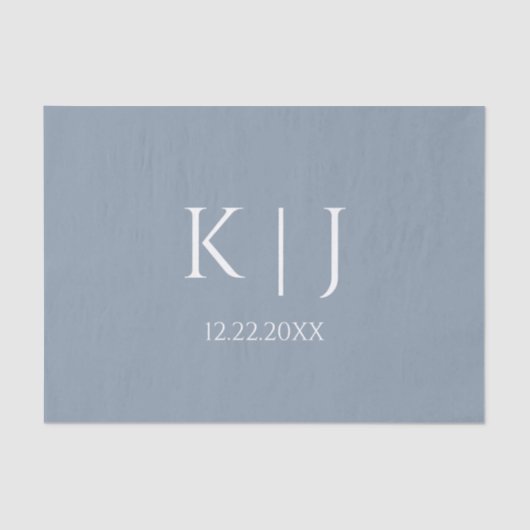 ダスティーブルーのイニシャルミニマルウェディング 薄葉紙 (正面)