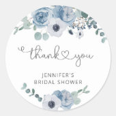 ダスティーブルーのウェディングシャワー・ギフト ラウンドシール (正面)