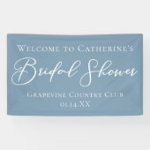 ダスティーブルーのウェディングシャワー パーソナライズされたウェルカムサイン 横断幕 (横)