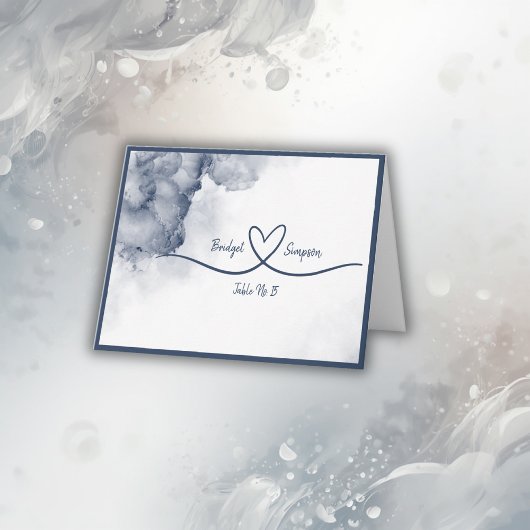 ダスティーブルーのエレガントな大理石のゲスト用シーティングカード サンキューカード