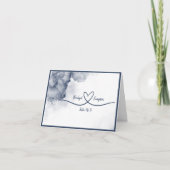 ダスティーブルーのエレガントな大理石のゲスト用シーティングカード サンキューカード (正面)