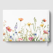 ダスティーブルーのカラフルなルースティック ワイルドフラワーのウェディング ゲストブック (裏面)