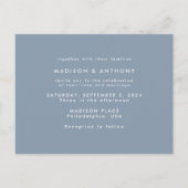 ダスティーブルーのカリグラフィーで「Save the Date」 ウェディングフォト インビテーションポストカード (裏面)