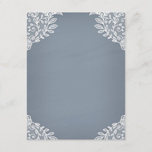 ダスティーブルーのカントリー ホワイトレース メイソンジャー ウェディング エンクロージャーカード (裏面)