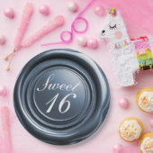 ダスティーブルーのキャンドルワックスシールドリップ スウィート16 ウェディング ペーパープレート (パーティー)