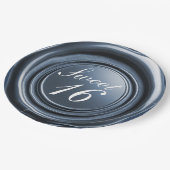 ダスティーブルーのキャンドルワックスシールドリップ スウィート16 ウェディング ペーパープレート (アングル)