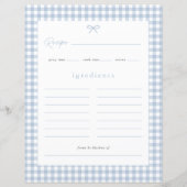 ダスティーブルーのギンガムベイビーシャワーレシピカード (正面)