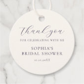 ダスティーブルーのクリームフラワーブライダルシャワー フェイバータグ (正面)