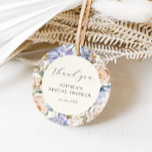 ダスティーブルーのクリームフラワーブライダルシャワー フェイバータグ