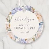 ダスティーブルーのクリームフラワーブライダルシャワー フェイバータグ (正面)