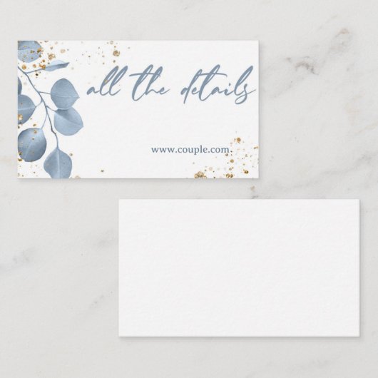 ダスティーブルーのゴールドグリッター詳細カード エンクロージャーカード (正面/裏面)