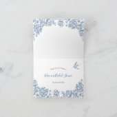 ダスティーブルーのシノワズリーブライダルシャワー折りたたみカード サンキューカード (内部)