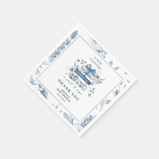 ダスティーブルーのシノワズリー ニューチャプター ベイビーシャワー スタンダードカクテルナプキン (角)