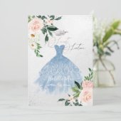 ダスティーブルーのスイート16のフラッシュウォーターカラーの花 招待状 (スタンド正面)