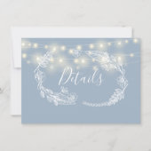 ダスティーブルーのストリングライト ウェディング詳細カード 招待状 (正面)