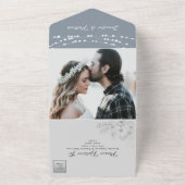 ダスティーブルーのストリングライト ウェディング オールインワン招待状 (外側)