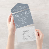 ダスティーブルーのストリングライト ウェディング オールインワン招待状 (貼ってはがせる)