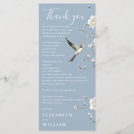 ダスティーブルーのチャイナ風ウェディング サンクス カード