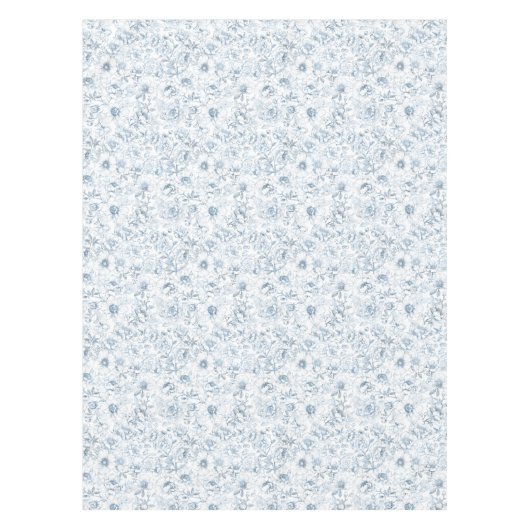 ダスティーブルーのチャイナ風花柄テーブルクロス エレガント テーブルクロス (正面)