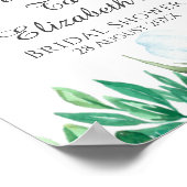 ダスティーブルーのチューリップとピーコックのウェディングシャワーのお出迎え看板 ポスター (角)