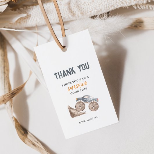 ダスティーブルーのトラックの誕生日ギフトタグ ギフトタグ