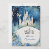 ダスティーブルーのドレスと森のシルバー城のキンセアニェラ 招待状 (裏面)