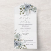ダスティーブルーのバラのホワイト オールインワン招待状 (内側)