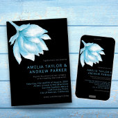 ダスティーブルーのバラの水彩QRコード写真 ウェディング 招待状