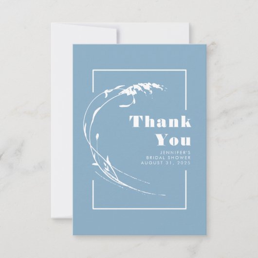 ダスティーブルーのパンパスグラス ロマンティック サンクス サンキューカード (正面)