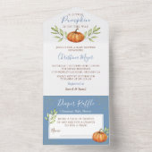 ダスティーブルーのパンプキンベイビーシャワー＆おむつくじ オールインワン招待状 (内側)