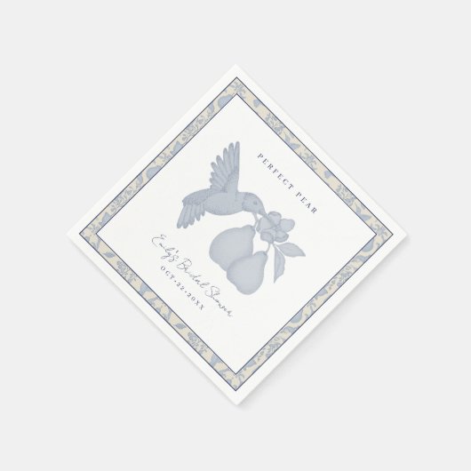 ダスティーブルーのパーフェクトペア ブライダルシャワーナプキン スタンダードカクテルナプキン (角)