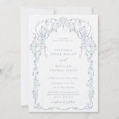 ダスティーブルーのビクトリアン フレーム ウェディング 招待状 (正面)
